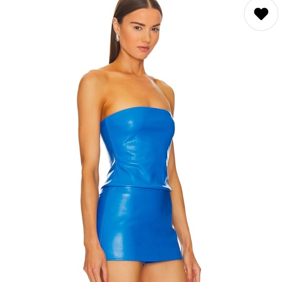 New Lovers and Friends Kya Faux Leather Top in Royal Blue size XS - Picture 2 of 9